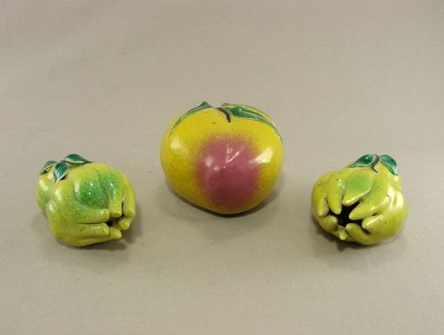 Three Antique Chinese Porcelain Altar Fruit