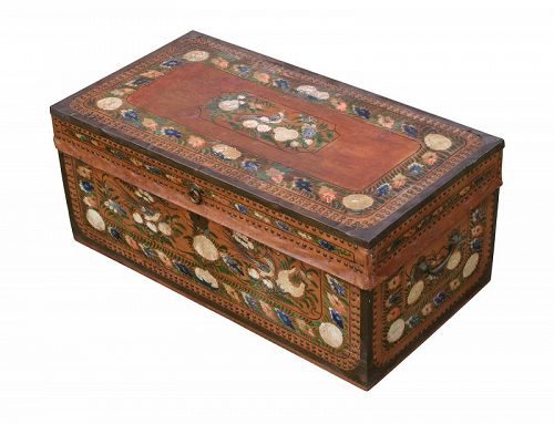 19th Century Rare Paint Decorated Antique Camphorwood Chest