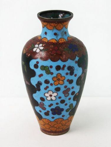 Antique Japanese Cloisonne Ginbari Vase with iridescent foil work