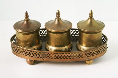 Antique Brass Desk Set