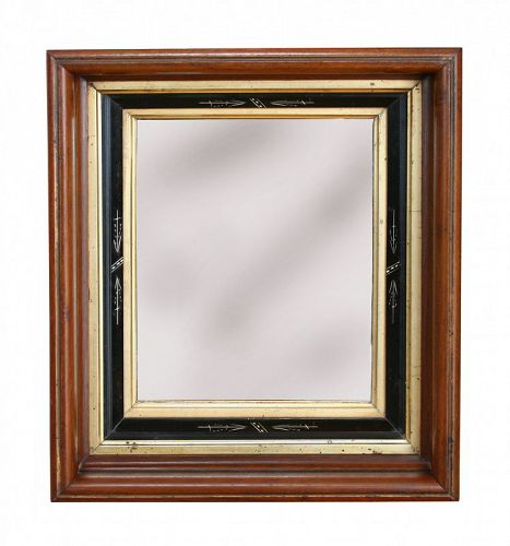 Antique Victorian Walnut Picture Frame with Mirror