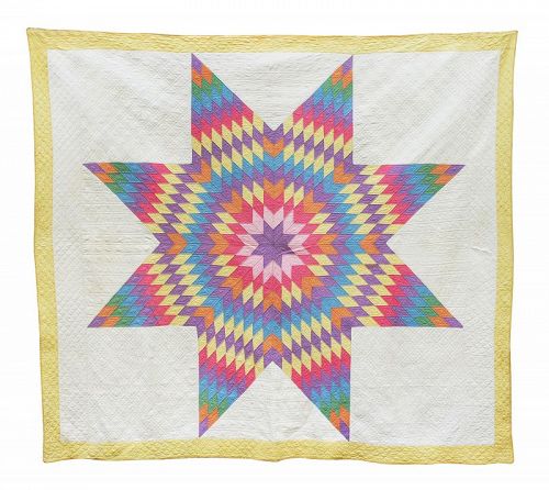 Vintage Lone Star Star Quilt 80" X 88"