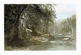 Engraving, Scenic American Landscape