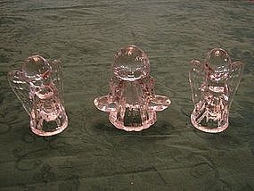 Pressed glass Angel candle set.