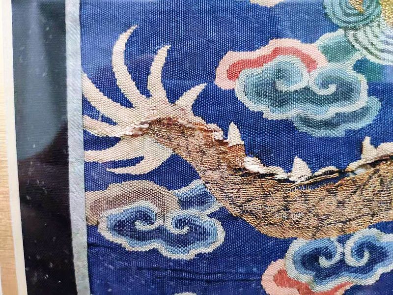 Chinese 18th Century Imperial Kesi Golden Dragon Fragment