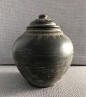 Chinese Yuan Dynasty Black Pottery Jar with Lid