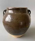Chinese Five Dynasties Brown Glaze Pot with 4 Lugs