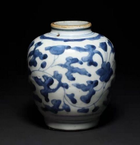 Chinese Late Ming Dynasty Blue and White Jar