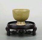 Chinese Yuan Dynasty Celadon Stem Cup