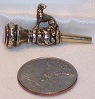 English Figural Dog Pocket Watch Key Fob Charm Agate