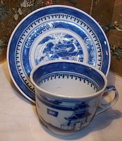 Early Chinese Export Porcelain Cup & Saucer Nanking