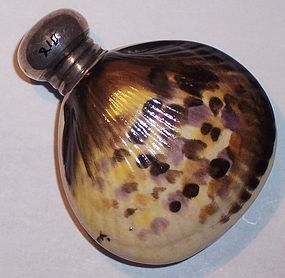 English Porcelain Perfume Scent Bottle Shell Sterling