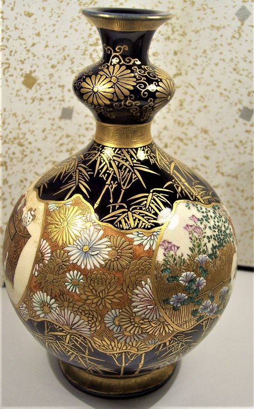 Superb Kinkozan Satsuma Double Gourd Imperial Vase c.1890