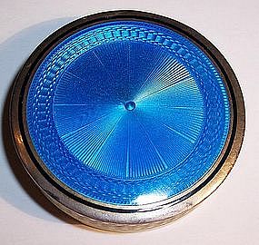 Antique French Guilloche Enamel Sterling Compact Box