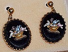 Victorian Micromosaic Pietra Dura Gold Earrings Doves