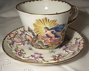 Antique Italian Porcelain Capodemonti Ginori Cup & Saucer