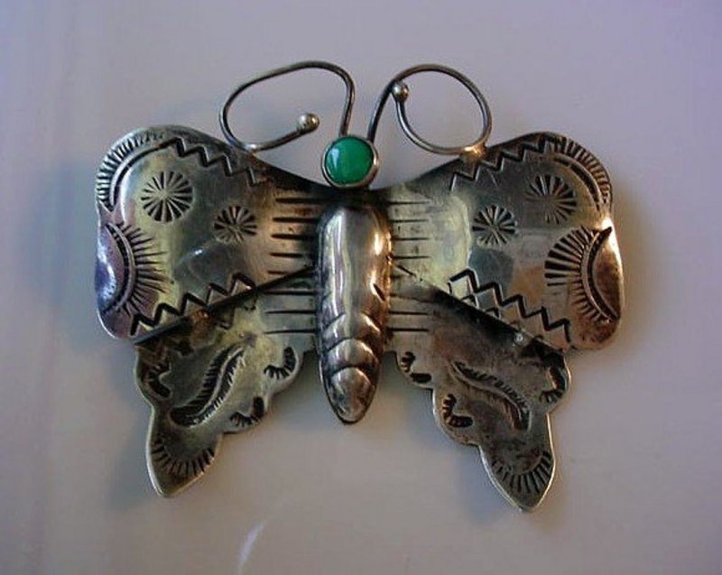 OUTSTANDING NATIVE AMERICAN STERLING BUTTERFLY PIN