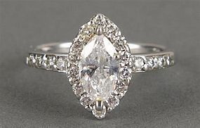 PLATINUM DIAMOND ENGAGEMENT DIAMOND RING MARQUIS CUT