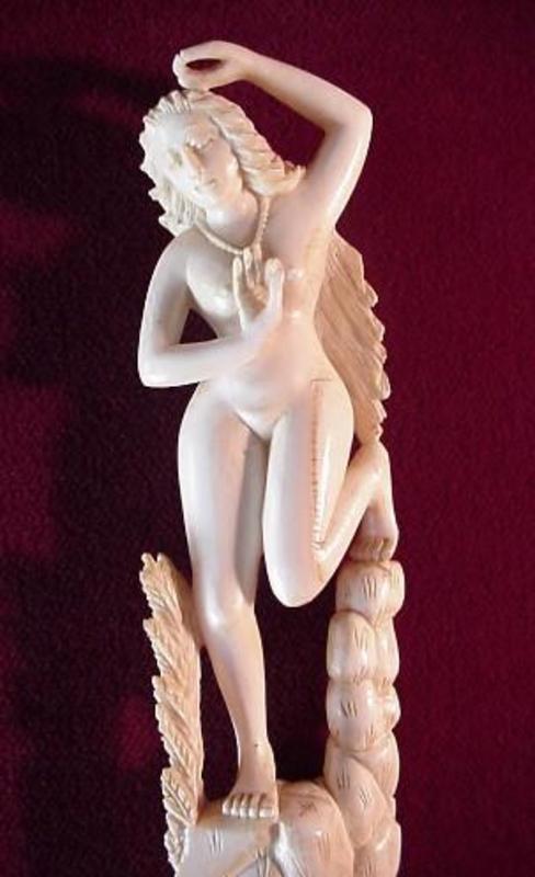 Carved ANTIQUE IVORY NUDE LADY FIGURINE