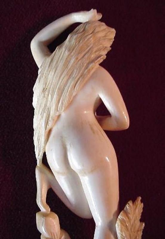 Carved ANTIQUE IVORY NUDE LADY FIGURINE