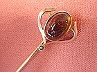 14K ART NOUVEAU STICKPIN { TOPAZ & SEED PEARL