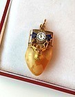 GOLD 11th HOUR CLOCK ANTIQUE ELKS TOOTH PENDANT ~ CHARM IBP OEW