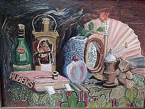 TOM BENSON STILL LIFE OIL ON CANVAS {RUBENS