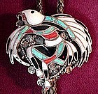 GREAT DANCING EAGLE ZUNI BOLO {signed J.LUCIO