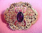 Antique FILIGREE AMETHYST PIN { 1900