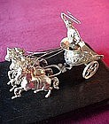 800 SILVER CHARIOTEER & 3 HORSES SCULPTURE