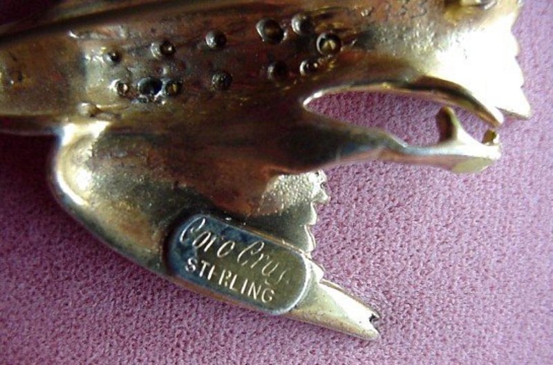 STERLING COROCRAFT ENAMEL BIRD PIN