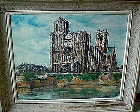OIL ON CANVAS EVREUX CATHEDRAL RAYMOND BESSE