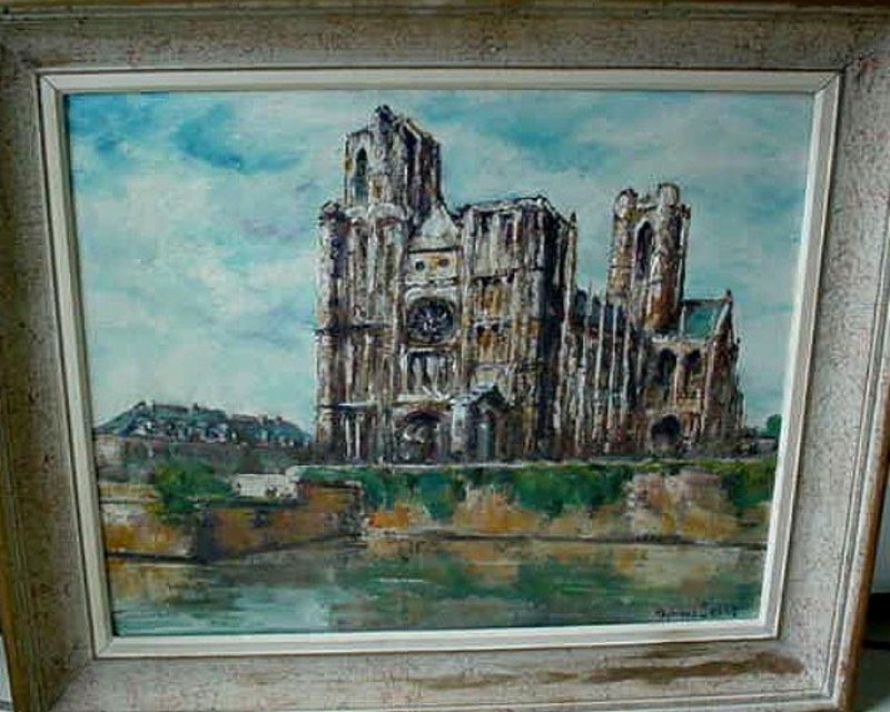 OIL ON CANVAS EVREUX CATHEDRAL RAYMOND BESSE