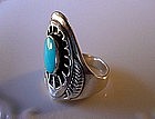 Signed STERLING & TURQUOISE RING BY BEN NIGHTHORSE