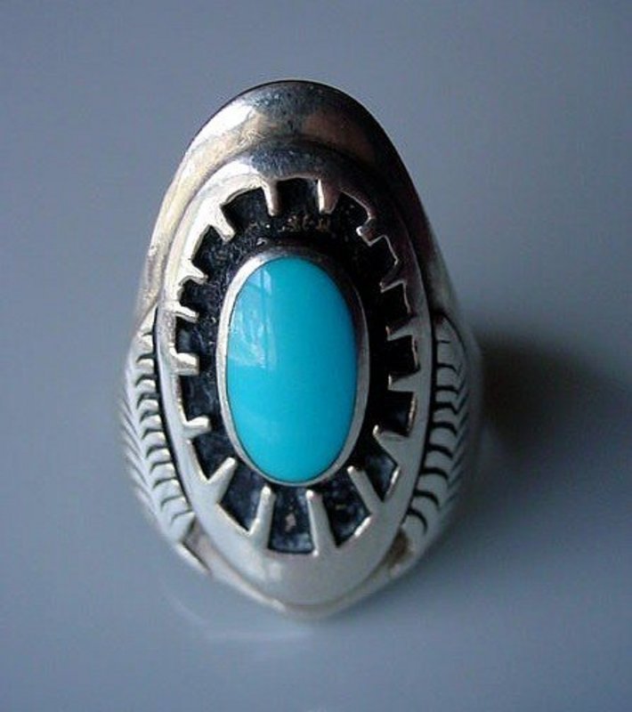 Signed STERLING &amp; TURQUOISE RING BY BEN NIGHTHORSE