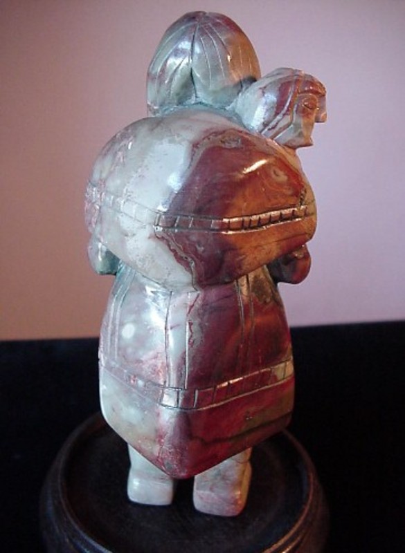 CHRYSACOLA CARVED FIGURINE {  Mother &amp; Child