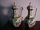 KANG HSI PORCELAIN PAIR OF FAMILLE VERTE WINE VESSELS