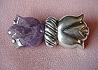 Desirable SPRATLING STERLING & AMETHYST PIN