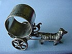 VICTORIAN S.P. DOG PULLING CART FIGURAL NAPKIN RING