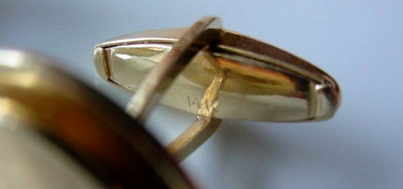 GENT'S 14K YELLOW GOLD DIAMOND CUFFLINKS