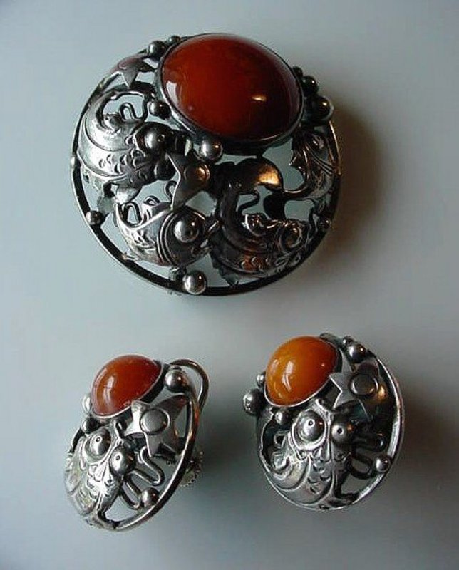 DESIGNER STERLING JEWELRY BY N.E. FROM { 3Pcs. ca.1970