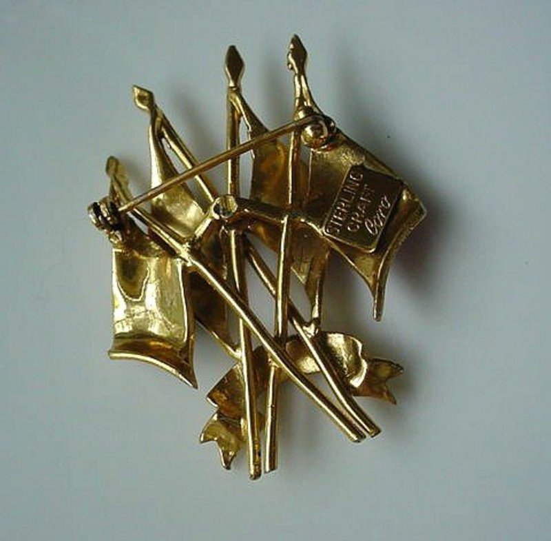 STERING ABCD Allied Flags WW2 Patriotic Pin CORO CRAFT
