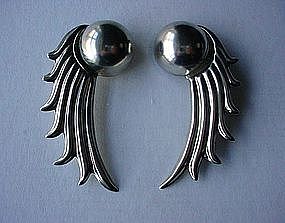 LARGE SIZE LOS BALLESTEROS MEXICAN STERLING EARRINGS