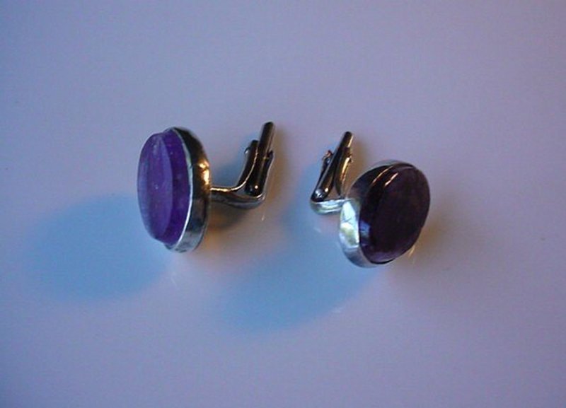 SIGNED ZEVAHC MEXICAN STERLING &amp; AMETHYST QUARTZ CUFFS