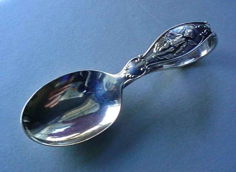 STERLING BABY SPOON.. WINGED ANGEL ON THE HANDLE