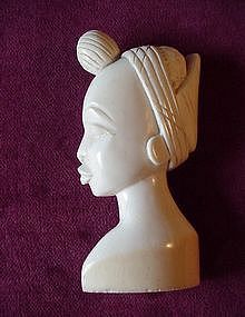 Excellent CARVING Of An AFRICAN LADY In IVORY