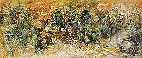 ABSTRACT EXPRESSIONIST PAINTING OIL ON BOARD CA 1925