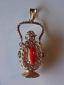 14K JEWELED PERFUME FOB...IN THE SHAPE OF AN URN