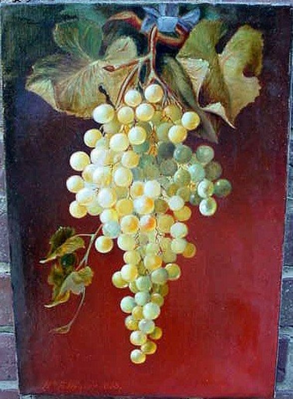 STILL LIFE OIL..GRAPES Signed WM H.WEAVER Listed Artist