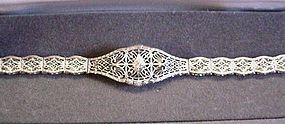 14K WHITE GOLD & DIAMOND FILIGREE BRACELET